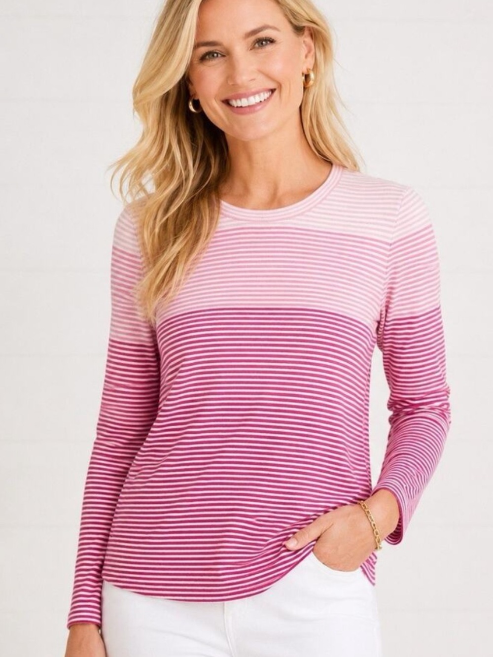 J. McLaughlin Poet Striped Ombre Sweater - Pink